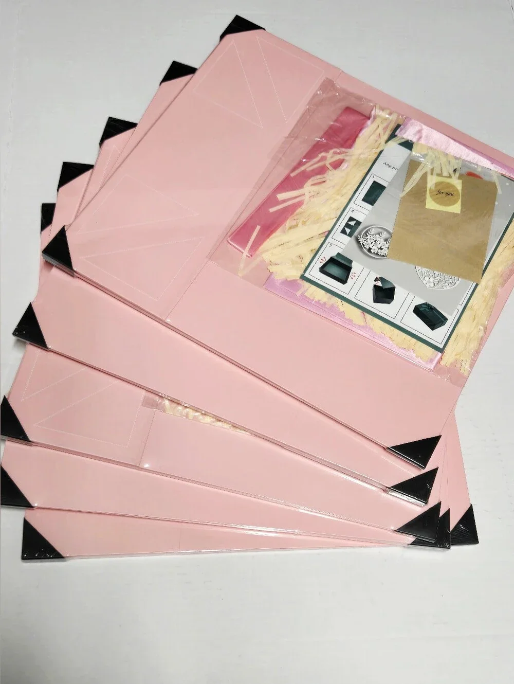 HongCai Printing Large Pink Magnetic Gift Boxes w/ Lid 13.5x10x5” Set of 5 New